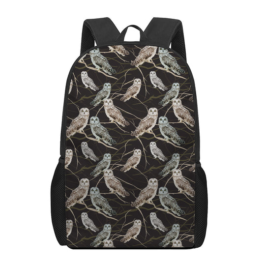 Night Owl Pattern Print 17 Inch Backpack