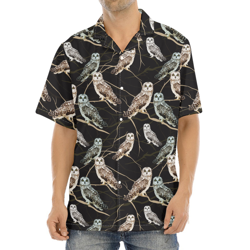 Night Owl Pattern Print Aloha Shirt