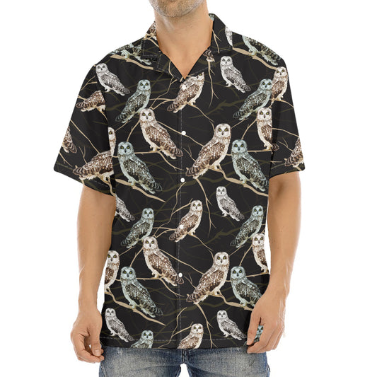 Night Owl Pattern Print Aloha Shirt
