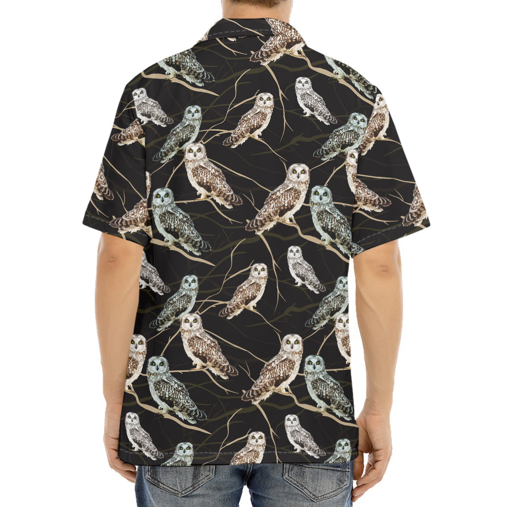 Night Owl Pattern Print Aloha Shirt