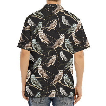 Night Owl Pattern Print Aloha Shirt