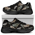 Night Owl Pattern Print Black Chunky Shoes