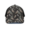 Night Owl Pattern Print Black Mesh Trucker Hat