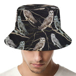 Night Owl Pattern Print Bucket Hat