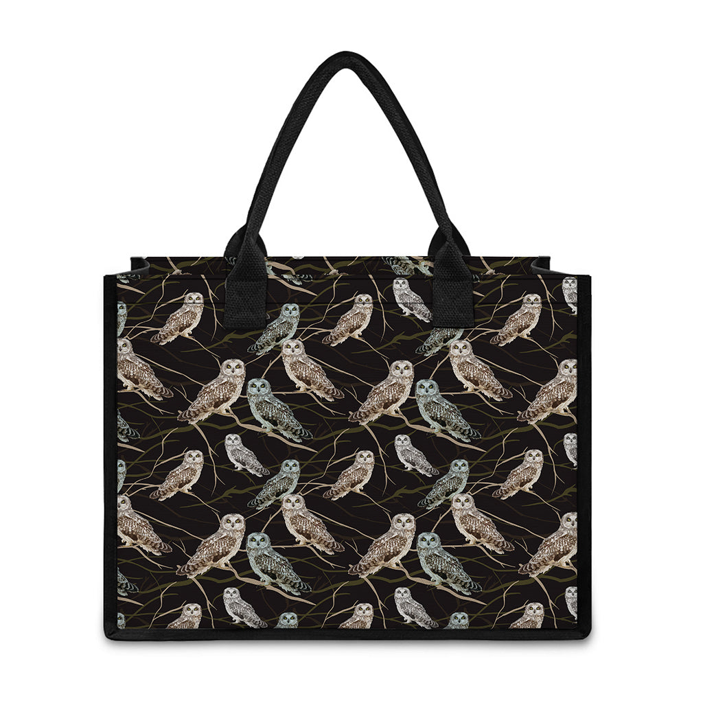 Night Owl Pattern Print Canvas Tote Bag