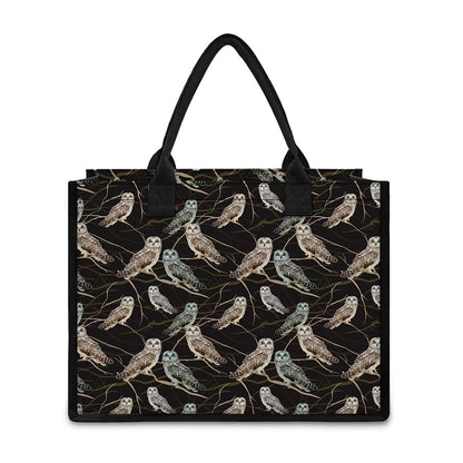 Night Owl Pattern Print Canvas Tote Bag