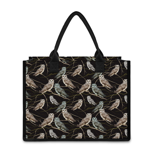 Night Owl Pattern Print Canvas Tote Bag