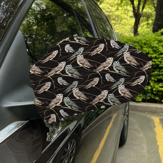 Night Owl Pattern Print Car Side Mirror Covers