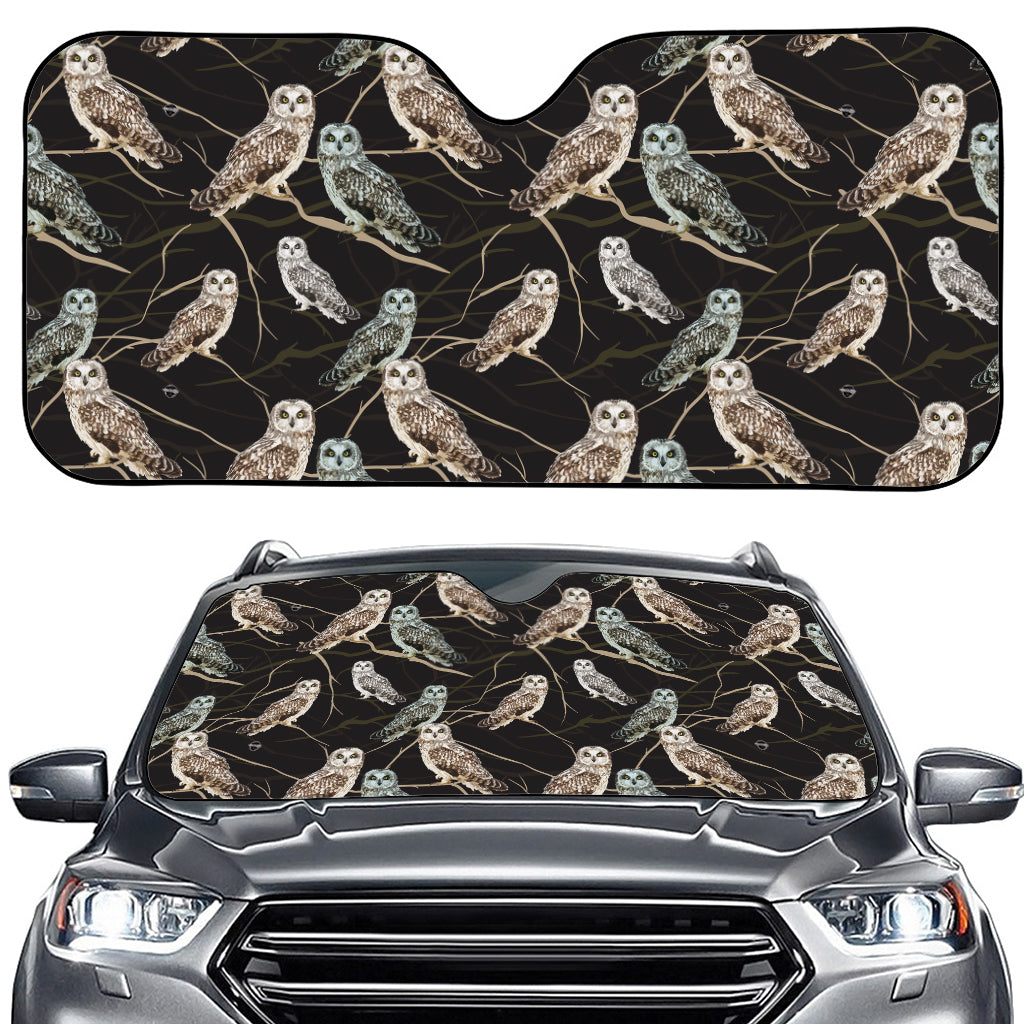 Night Owl Pattern Print Car Windshield Sun Shade