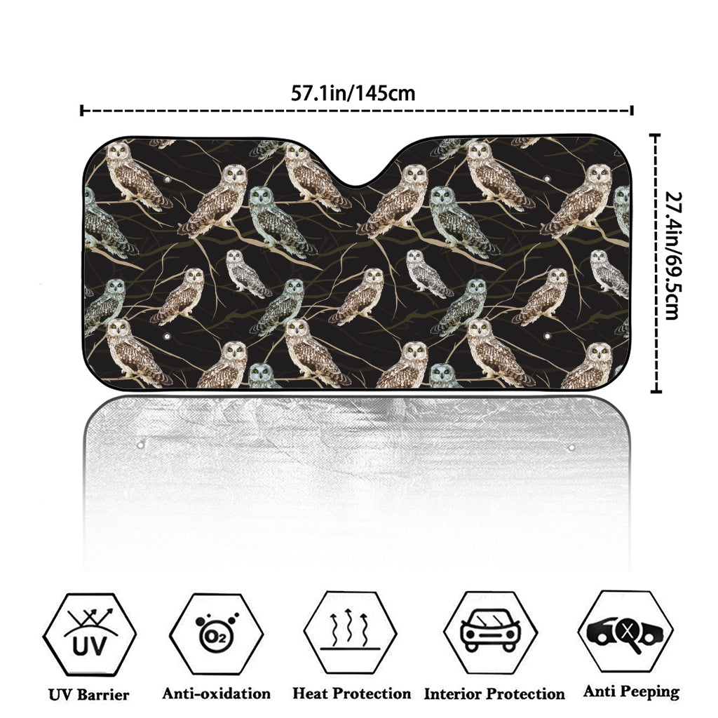 Night Owl Pattern Print Car Windshield Sun Shade