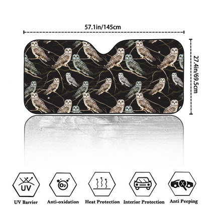Night Owl Pattern Print Car Windshield Sun Shade