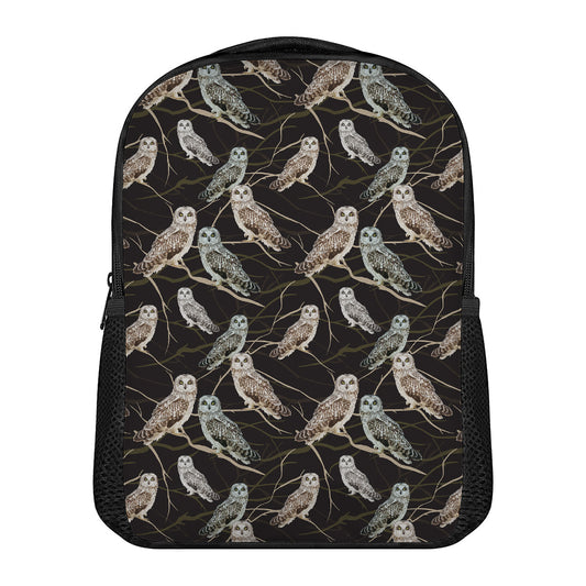 Night Owl Pattern Print Casual Backpack