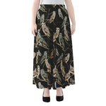 Night Owl Pattern Print Chiffon Maxi Skirt