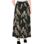 Night Owl Pattern Print Chiffon Maxi Skirt