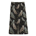 Night Owl Pattern Print Cotton Front Slit Maxi Skirt