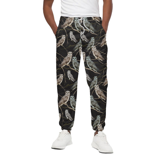 Night Owl Pattern Print Cotton Pants