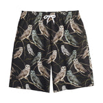 Night Owl Pattern Print Cotton Shorts