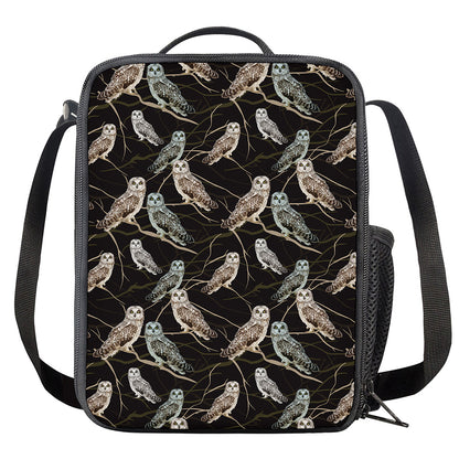 Night Owl Pattern Print Crossbody Lunch Bag