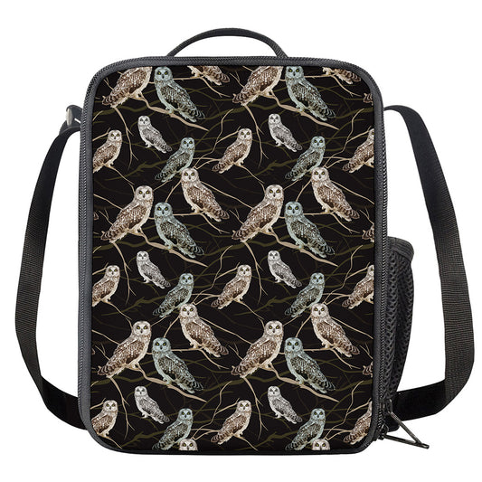 Night Owl Pattern Print Crossbody Lunch Bag