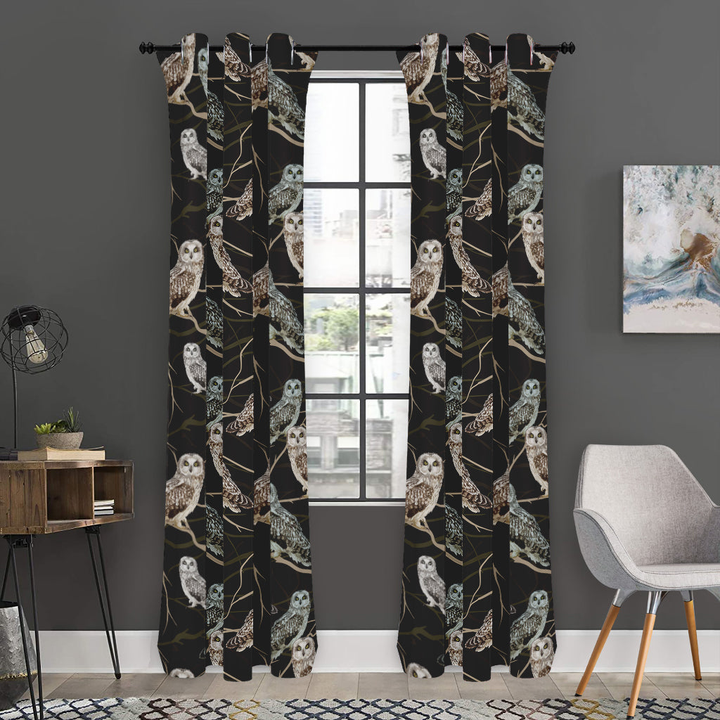 Night Owl Pattern Print Curtain