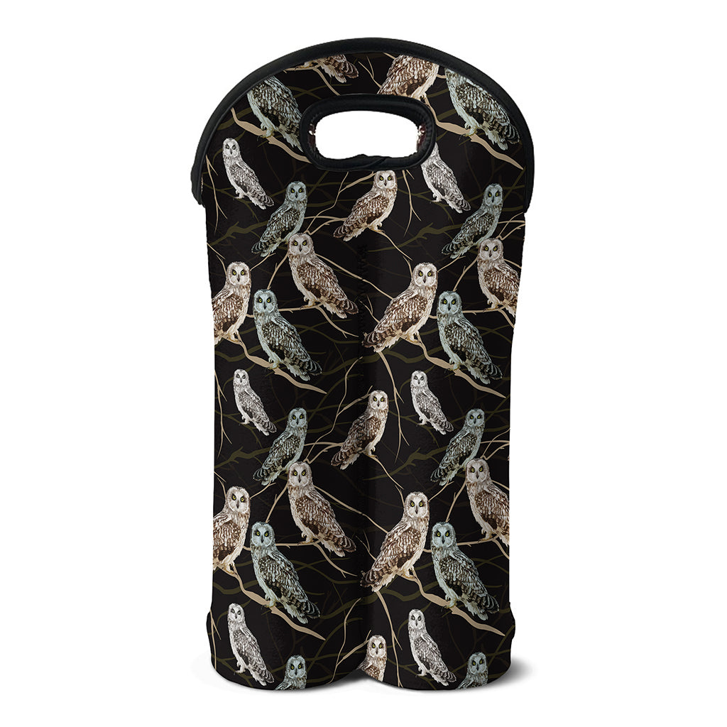 Night Owl Pattern Print Double Neoprene Wine Tote