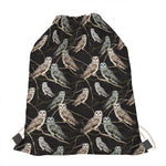 Night Owl Pattern Print Drawstring Bag