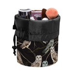Night Owl Pattern Print Drawstring Makeup Bag