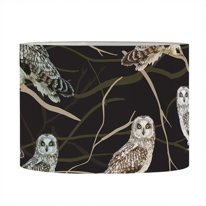 Night Owl Pattern Print Drum Lamp Shade