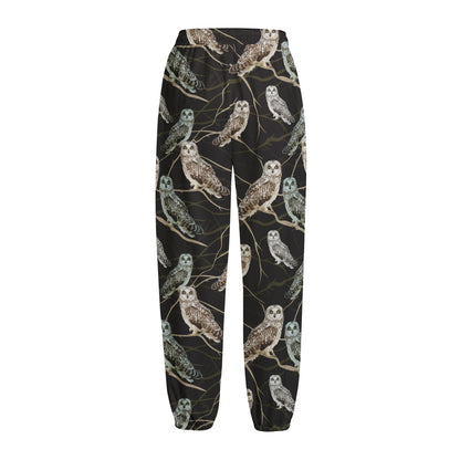 Night Owl Pattern Print Fleece Lined Knit Pants