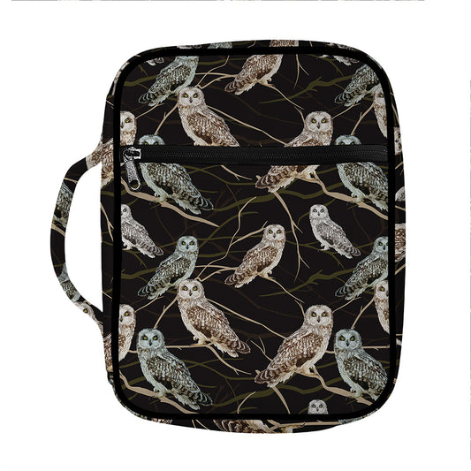 Night Owl Pattern Print Front Pocket Bible Bag
