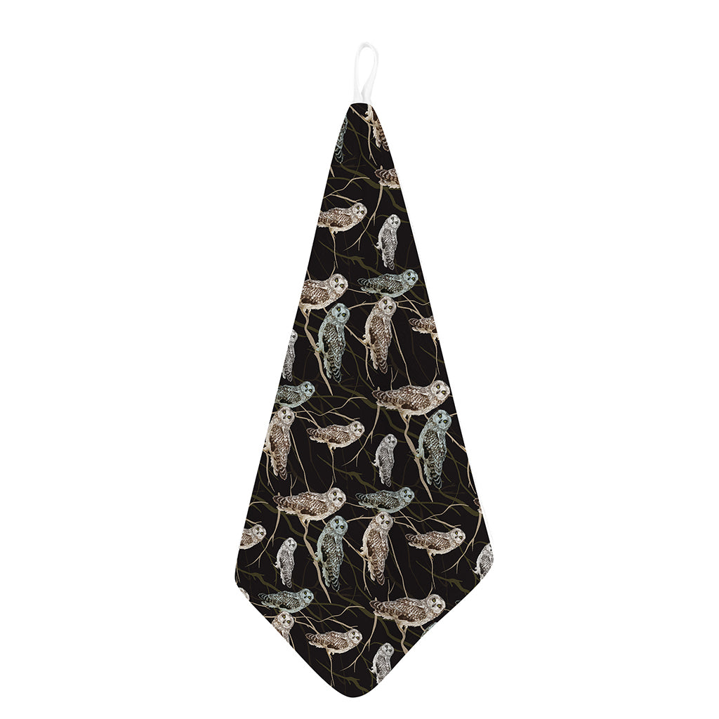 Night Owl Pattern Print Hand Towel