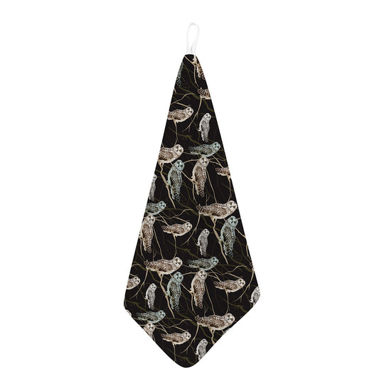 Night Owl Pattern Print Hand Towel