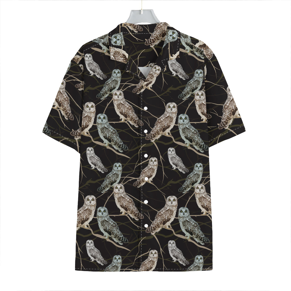 Night Owl Pattern Print Hawaiian Shirt