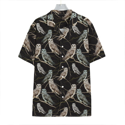 Night Owl Pattern Print Hawaiian Shirt