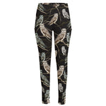 Night Owl Pattern Print High-Waisted Pocket Leggings
