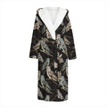 Night Owl Pattern Print Hooded Bathrobe
