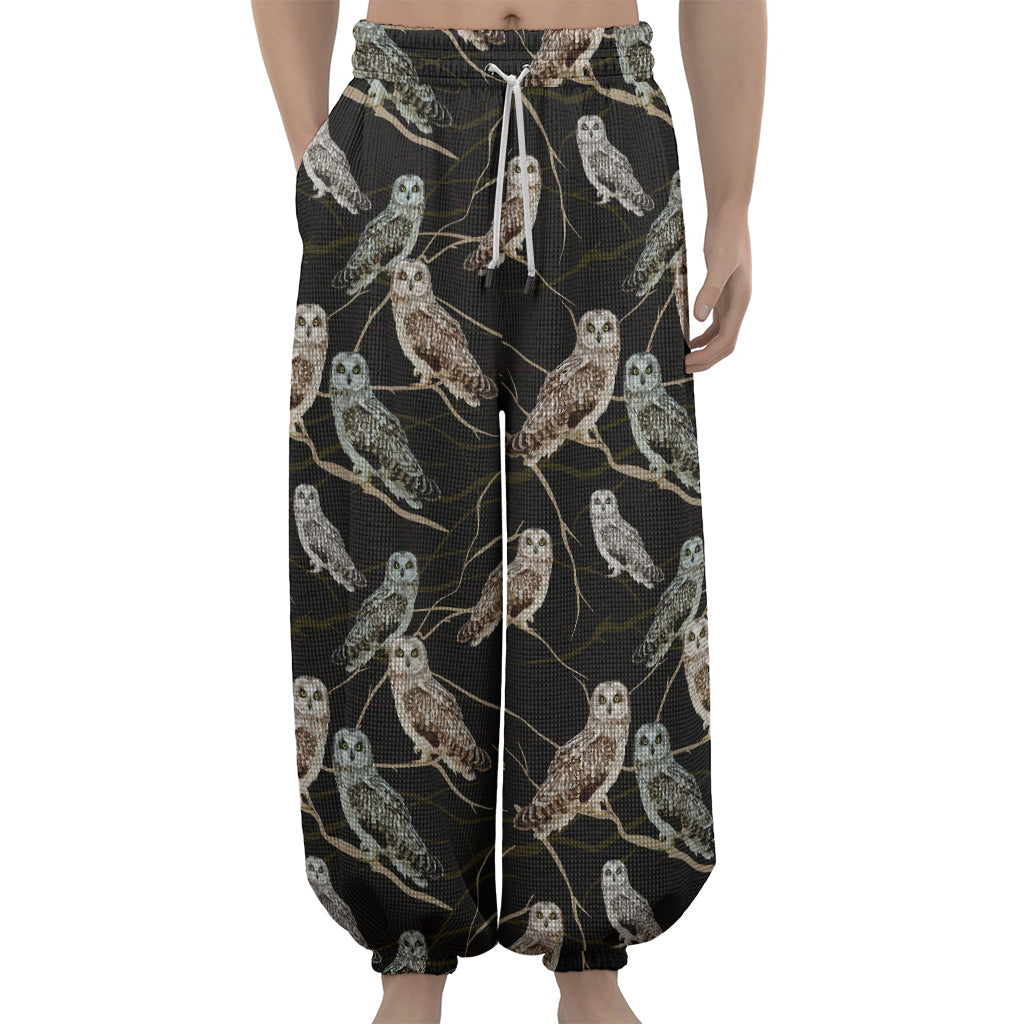 Night Owl Pattern Print Lantern Pants