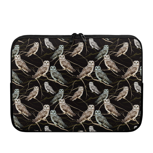 Night Owl Pattern Print Laptop Sleeve