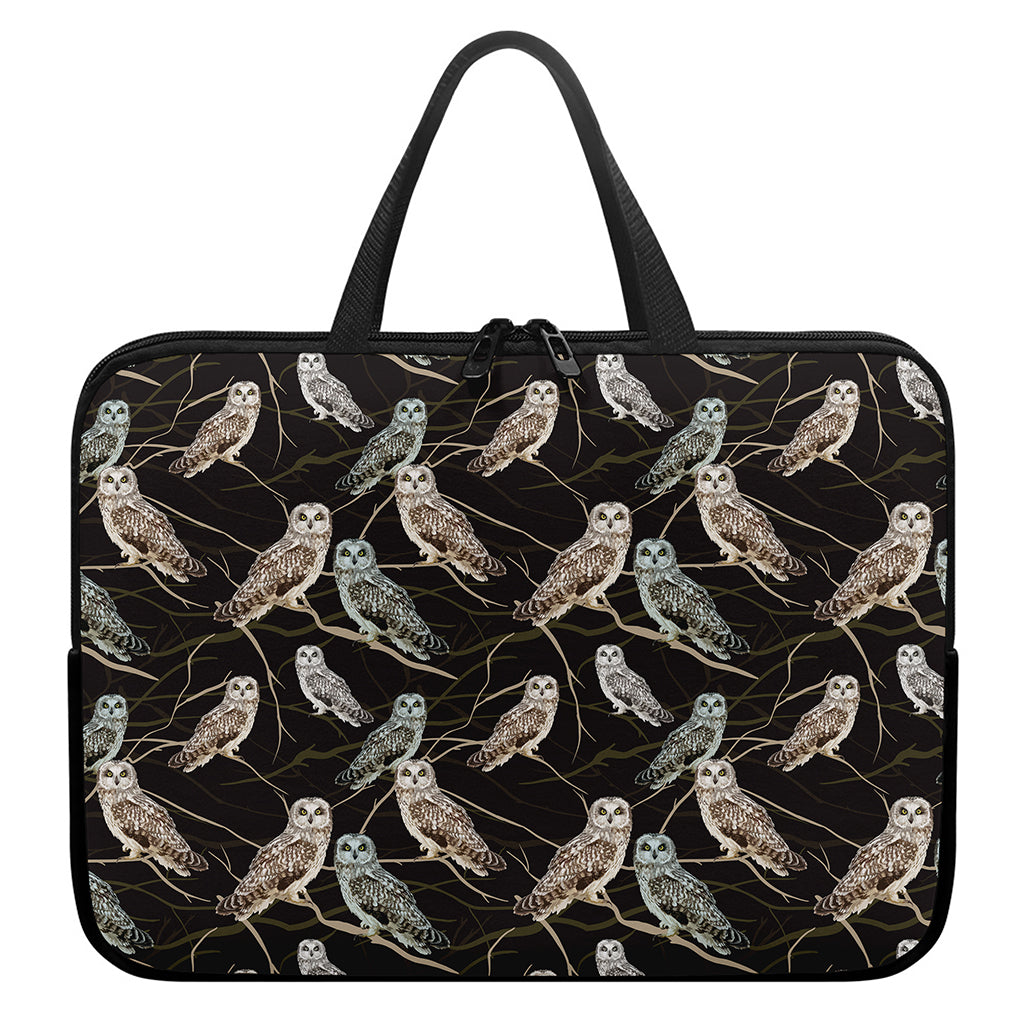 Night Owl Pattern Print Laptop Sleeve With Handle