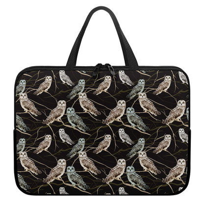 Night Owl Pattern Print Laptop Sleeve With Handle