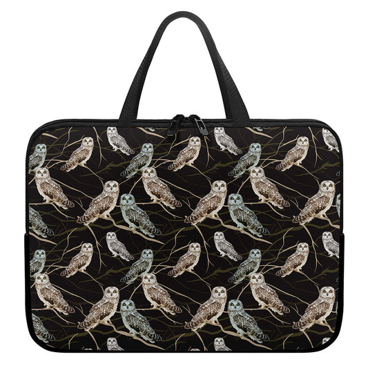 Night Owl Pattern Print Laptop Sleeve With Handle
