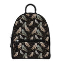 Night Owl Pattern Print Leather Backpack