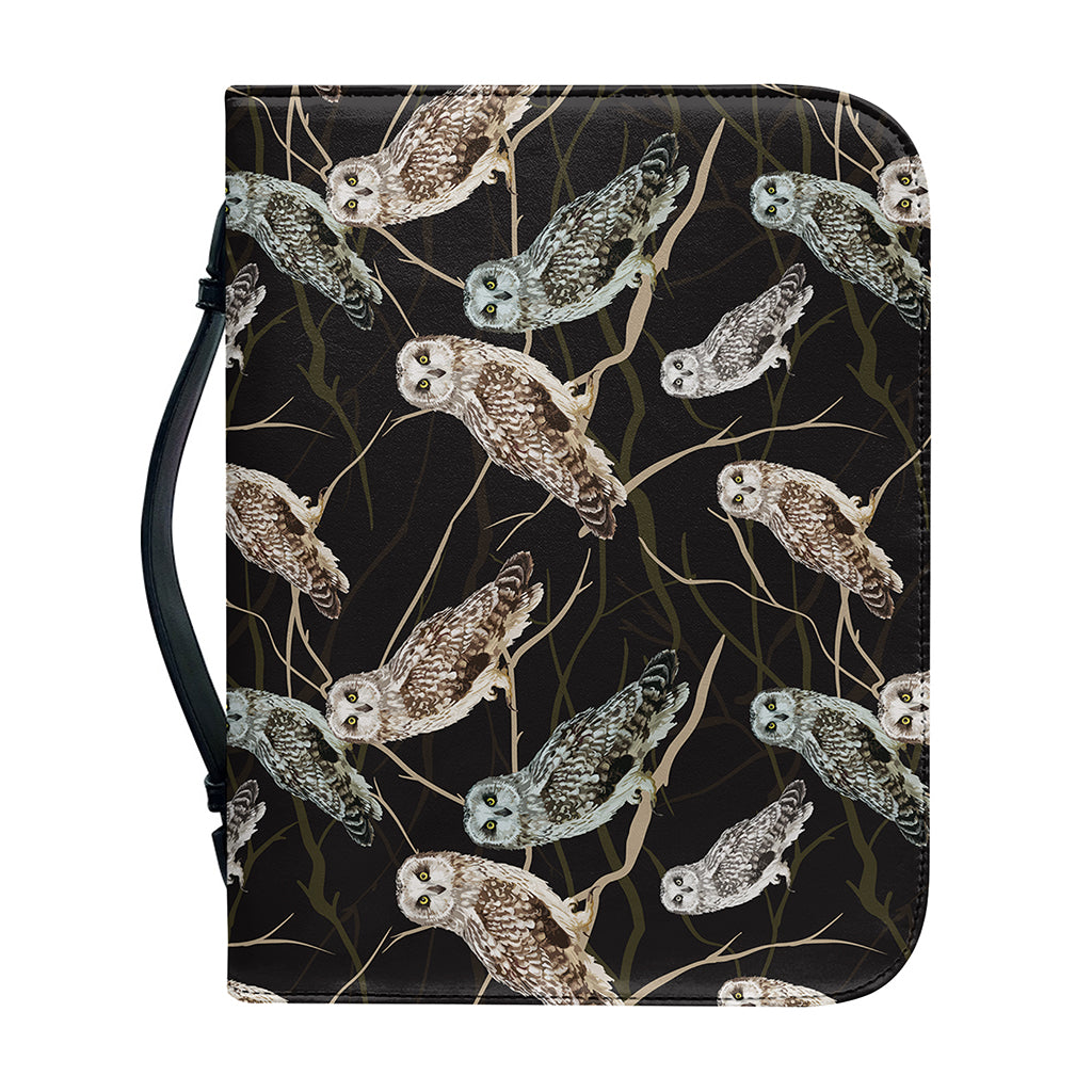 Night Owl Pattern Print Leather Bible Cover