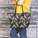 Night Owl Pattern Print Leather Tote Bag