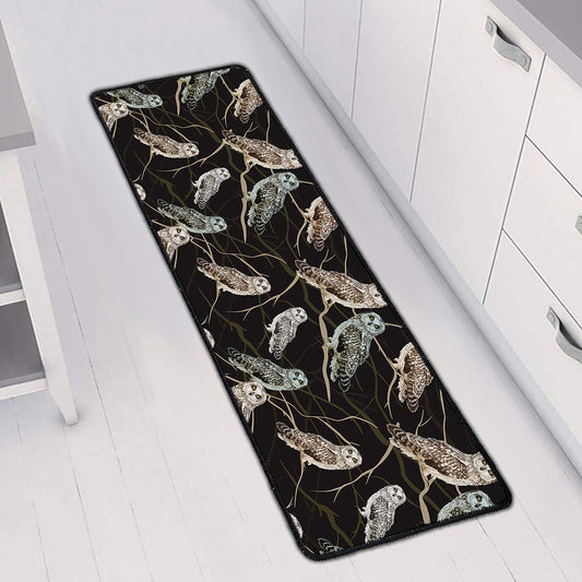 Night Owl Pattern Print Long Kitchen Mat