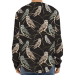 Night Owl Pattern Print Long Sleeve Baseball Jersey