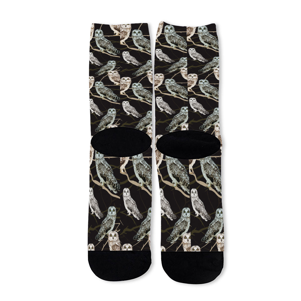 Night Owl Pattern Print Long Socks