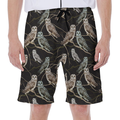 Night Owl Pattern Print Men's Beach Shorts