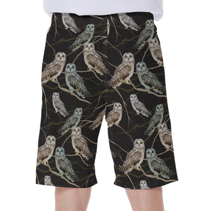 Night Owl Pattern Print Men's Beach Shorts