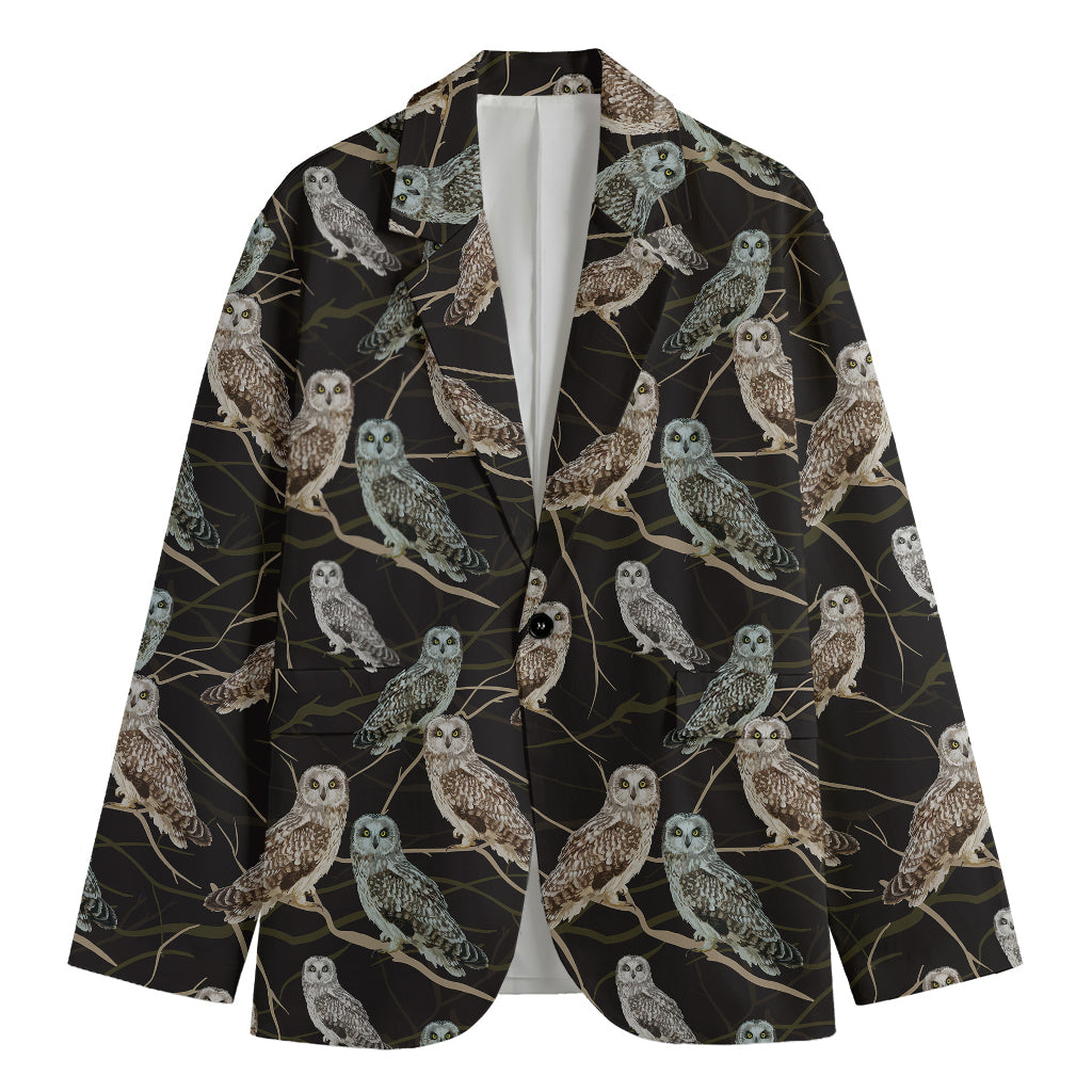 Night Owl Pattern Print Men's Blazer
